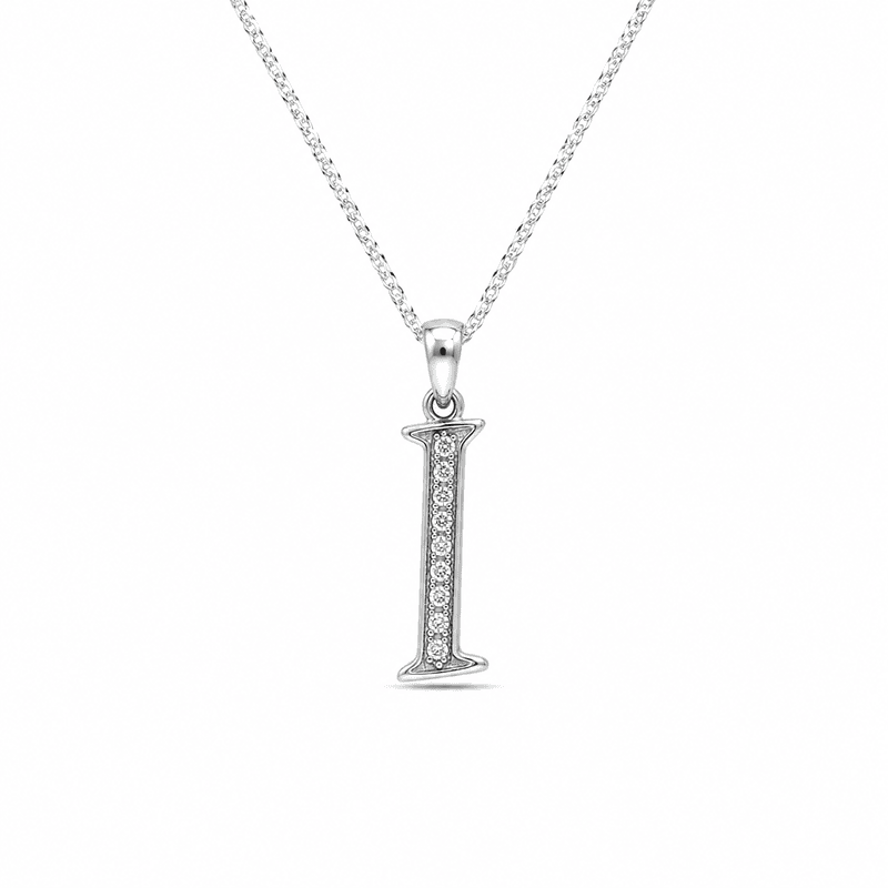 Silver Alphabet i pendent with Chain - 18