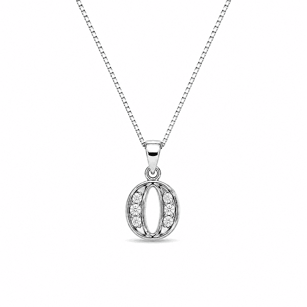 Silver Alphabet O pendent with Chain - 18