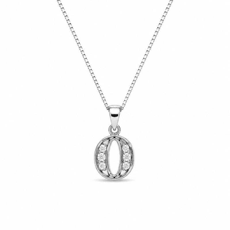 Silver Alphabet O pendent with Chain - 18