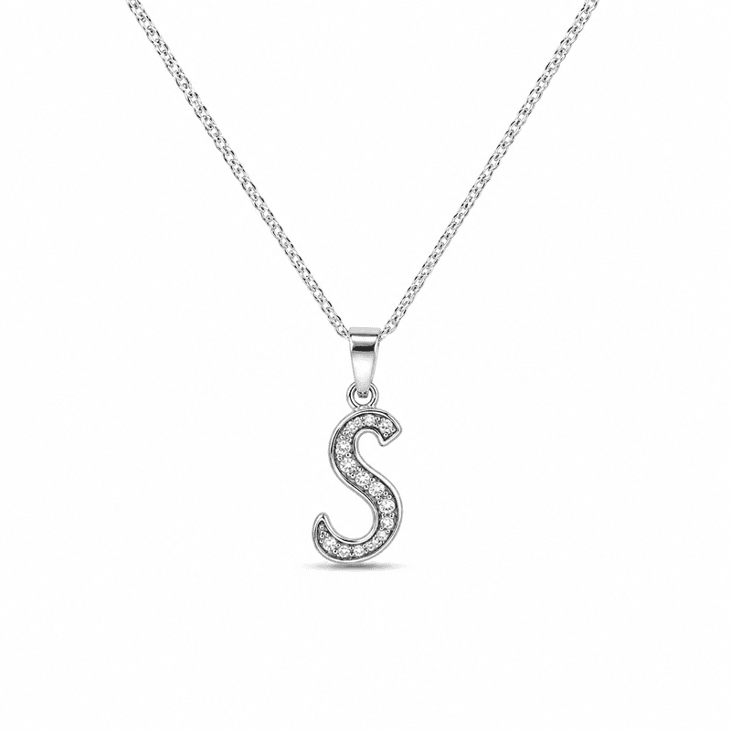 Silver Alphabet S pendent with Chain - 18