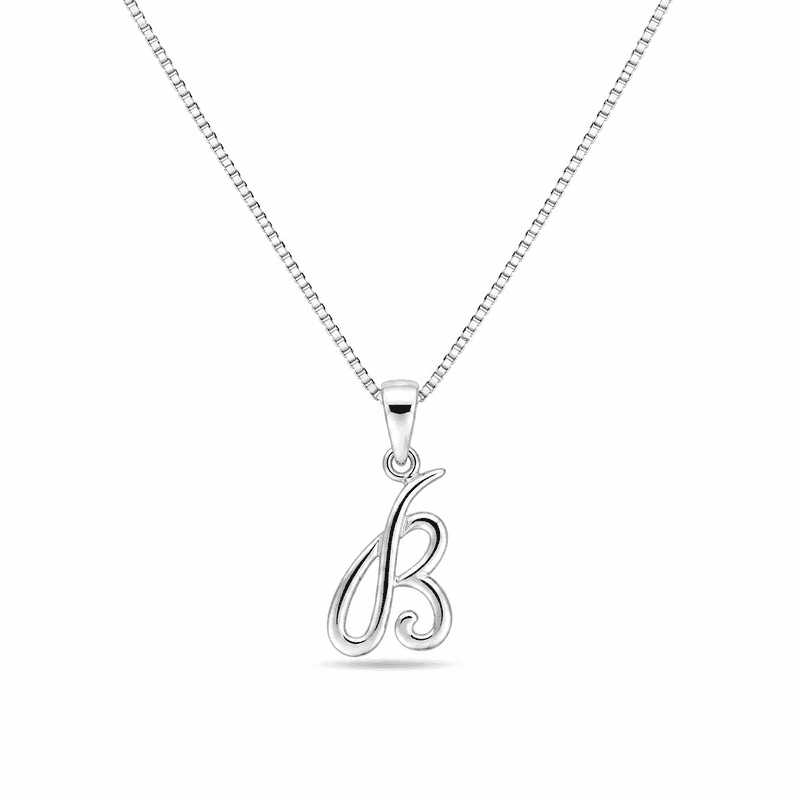 Silver Alphabet B pendent with Chain - 18