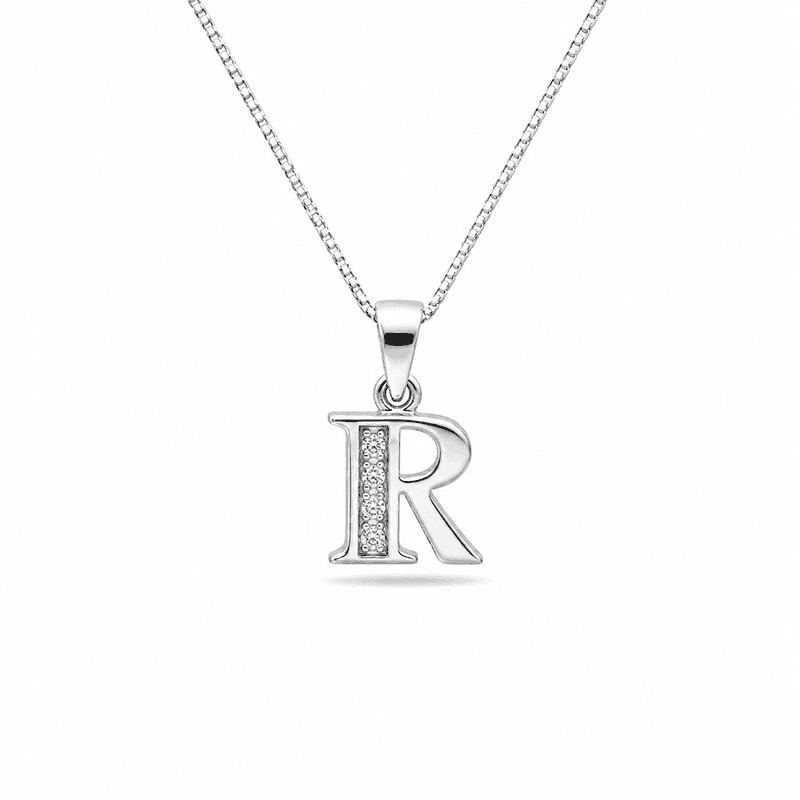 Silver Alphabet R pendent with Chain - 18