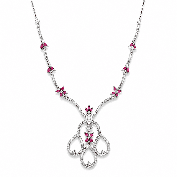 92.50silver ruby with dimond neckless - 18