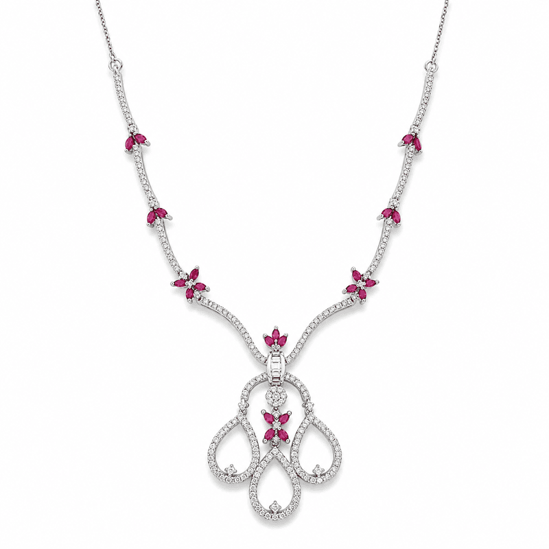 92.50silver ruby with dimond neckless - 18
