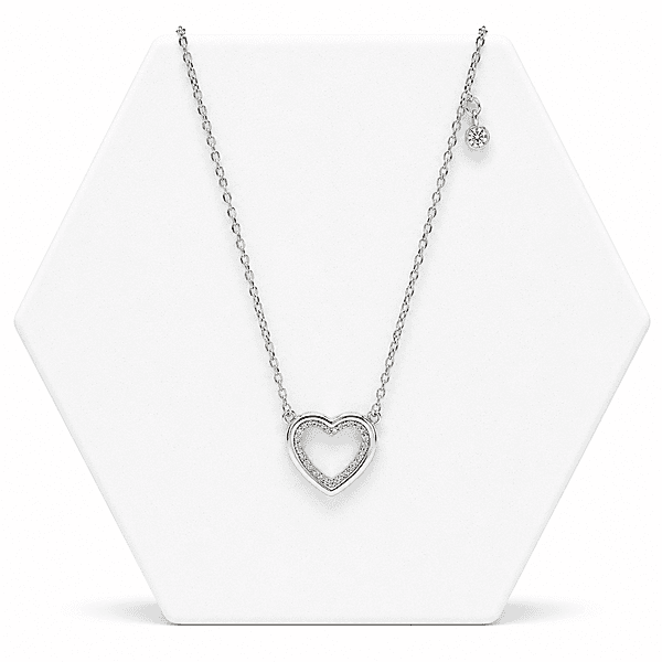 92.50 silver Heart shaped Dimond Pendent with Chain - 18