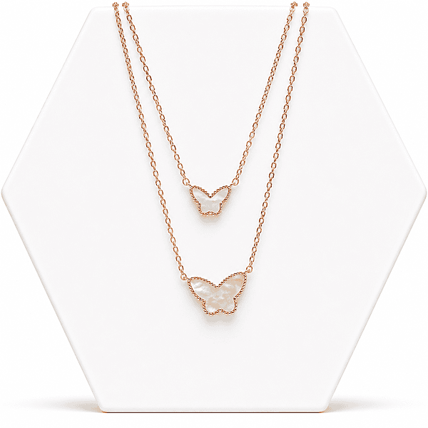 92.50 rose gold double butterfly neckless - 18