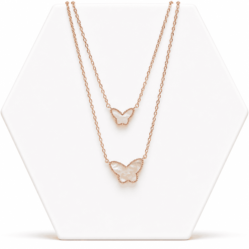 92.50 rose gold double butterfly neckless - 18