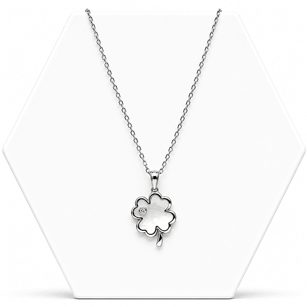 92.50 Silver rose flower with stone chain - 18