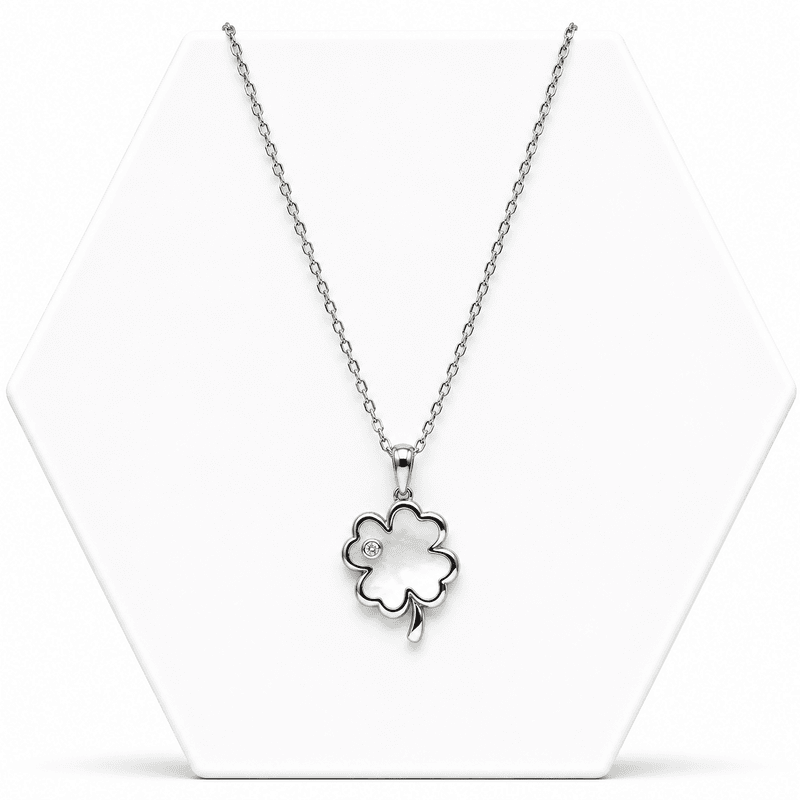 92.50 Silver rose flower with stone chain - 18