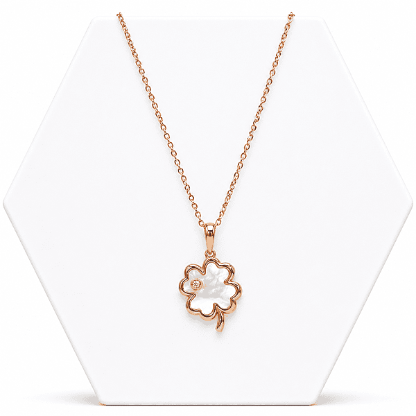 92.50 rose gold rose flower with stone chain - 18