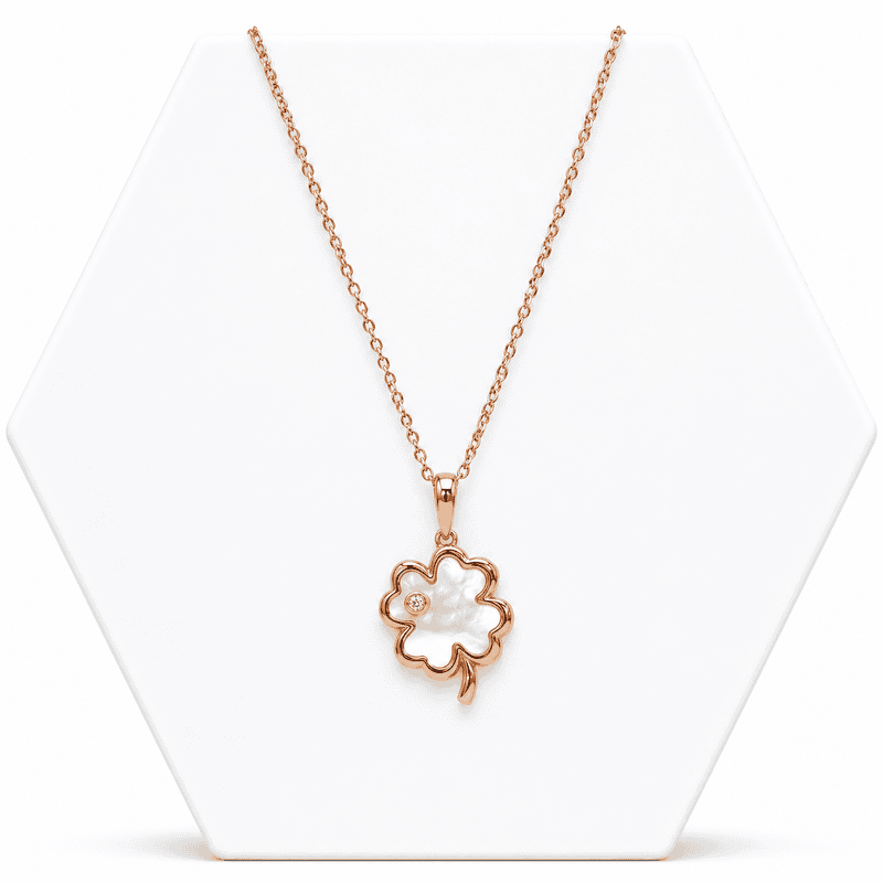 92.50 rose gold rose flower with stone chain - 18