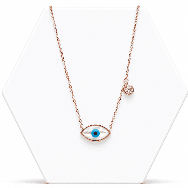 92.50 rose gold evil eye pendent chain - 18