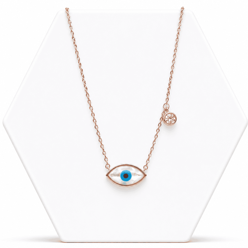 92.50 rose gold evil eye pendent chain - 18