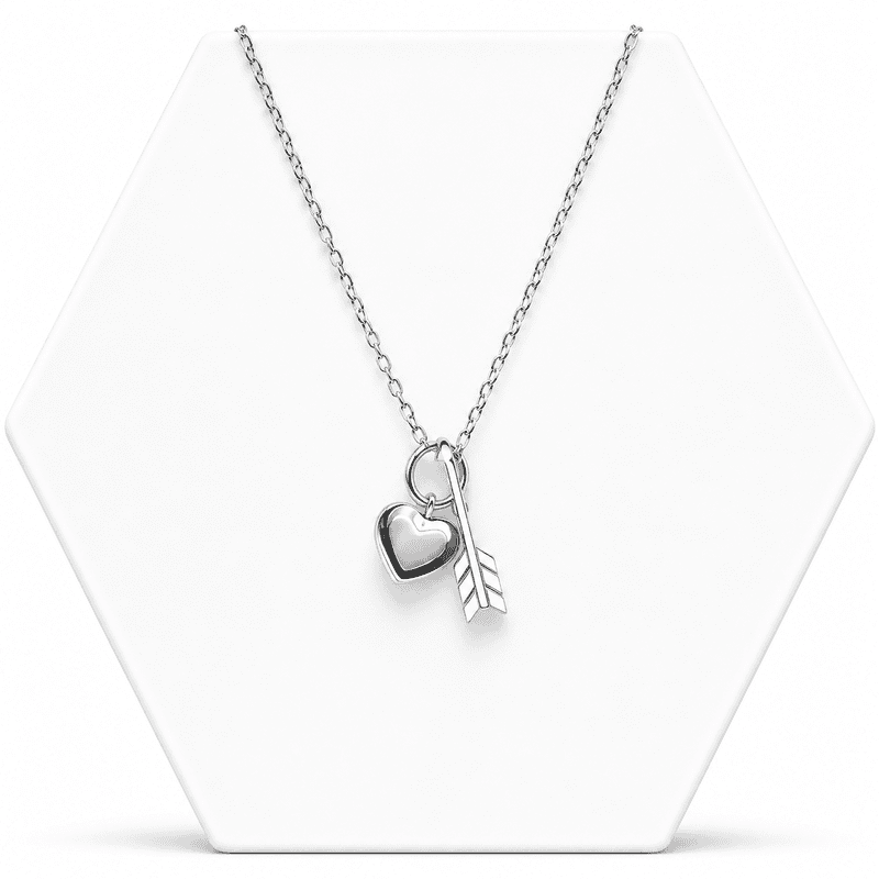 92.50 Silver Heart& Arrow Pendent with chain - 18