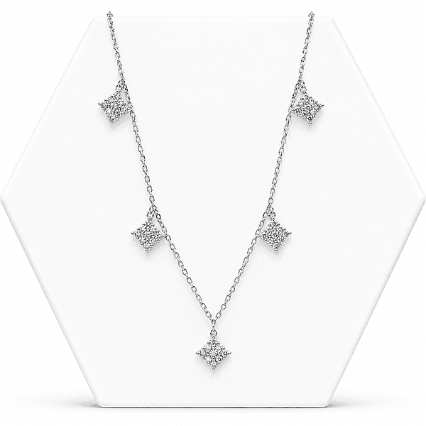 92.50 rose gold mini neckless with 5 dimond hangings - 18