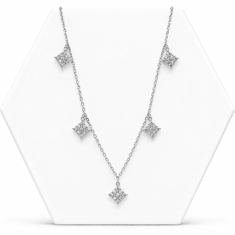 92.50 rose gold mini neckless with 5 dimond hangings - 18