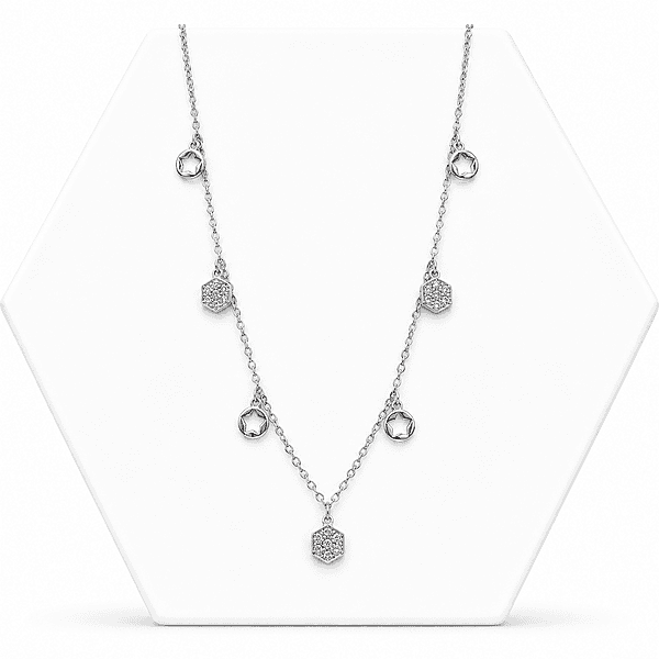92.50 rose gold mini neckless with 7 dimond hangings - 18