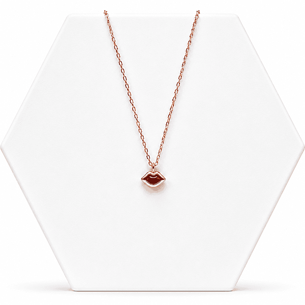 92.50 silver rose gold red lips pendent with chain - 18
