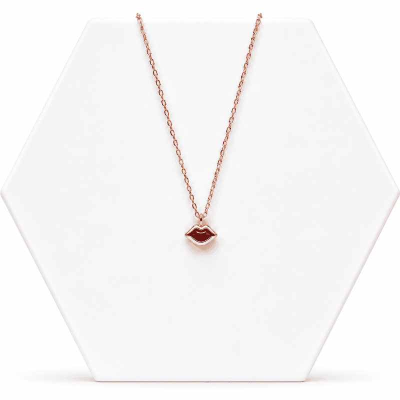 92.50 silver rose gold red lips pendent with chain - 18