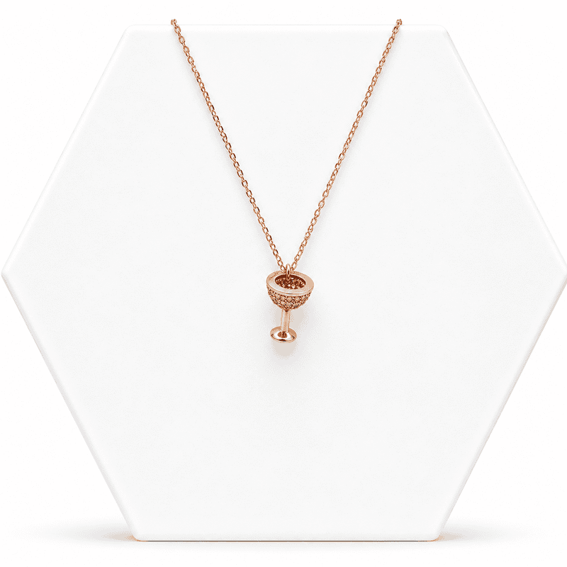 92.50silver rose gold wine cup pendent with chain - 18