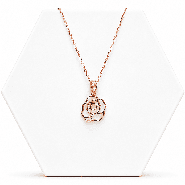 92.50 Rose gold rose Flower pendent with chain - 18