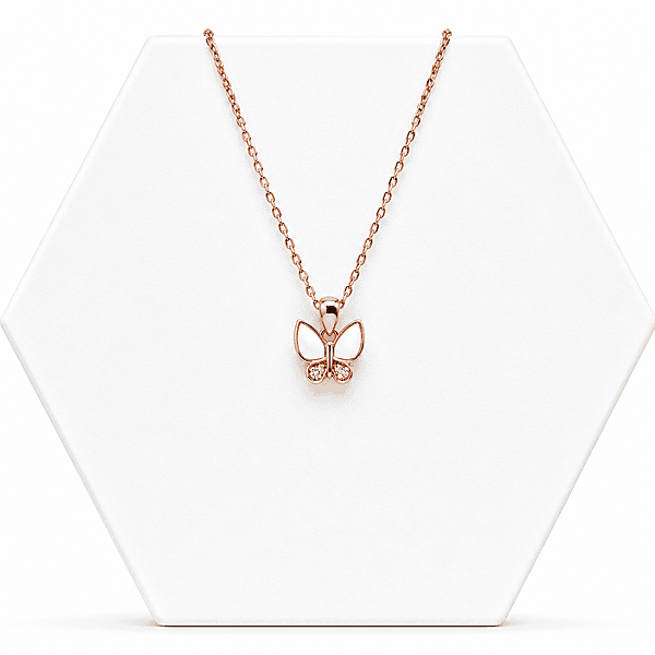 92.50 rose gold butterfly pendent with chain - 18