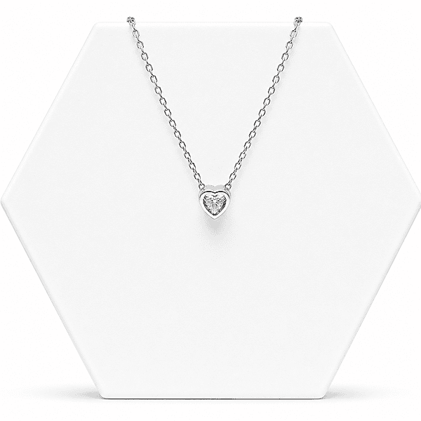 92.50 Silver Heart Dimond Pendent with chain - 18