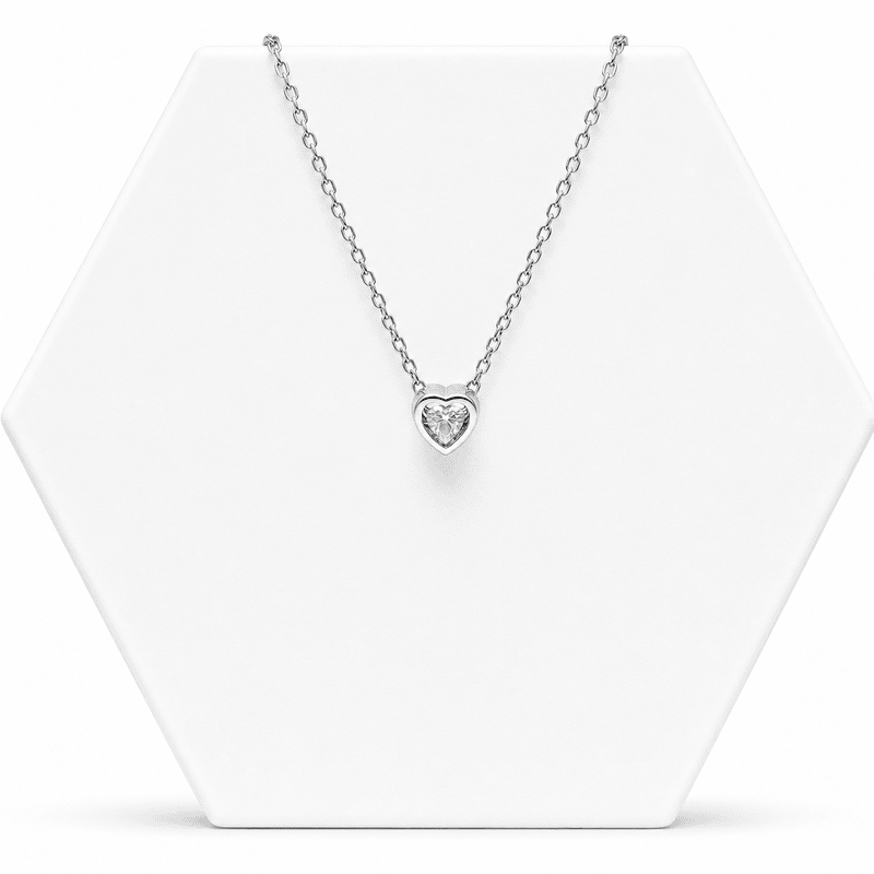 92.50 Silver Heart Dimond Pendent with chain - 18