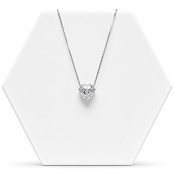 92.50 Silver Heart Dimond Stone Pendent with chain - 18