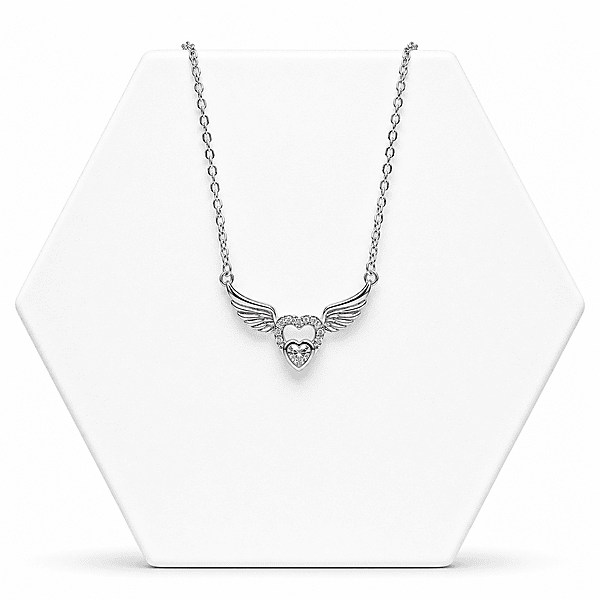 92.50 Silver Heart with Wings Pendent with chain - 18