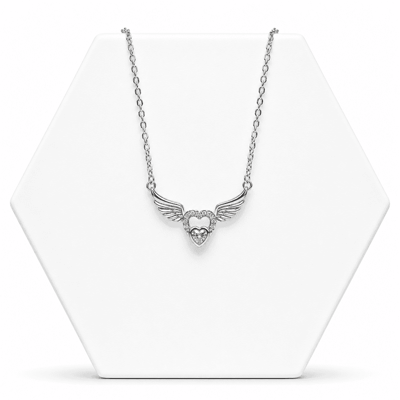 92.50 Silver Heart with Wings Pendent with chain - 18