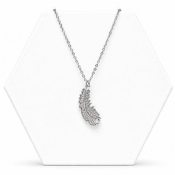92.50 Silver Dimond Feather pendent with chain - 18