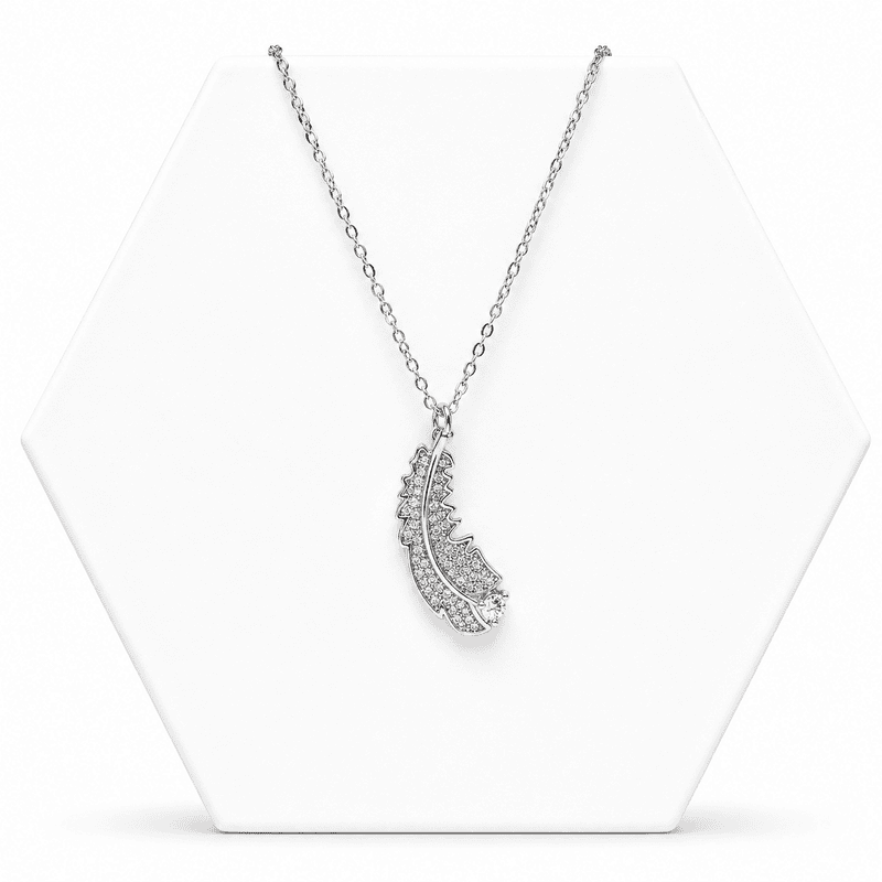 92.50 Silver Dimond Feather pendent with chain - 18
