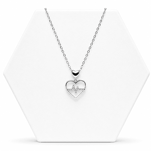 92.50 silver Heart with Beat pendent with chain - 18