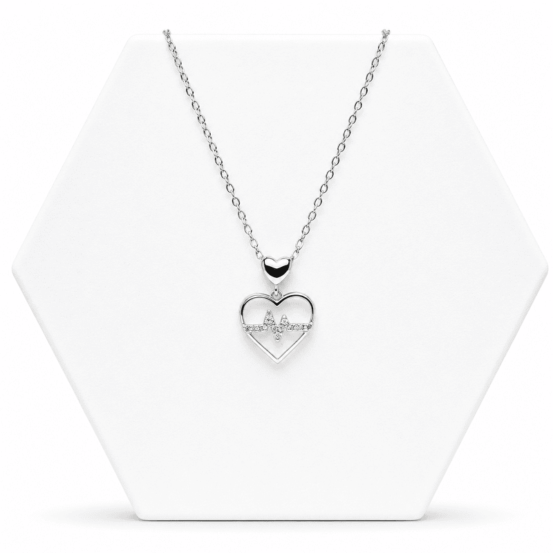 92.50 silver Heart with Beat pendent with chain - 18