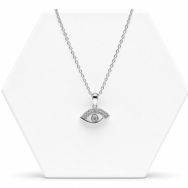 92.50 Silver Dimond evil eye pendent chain - 18