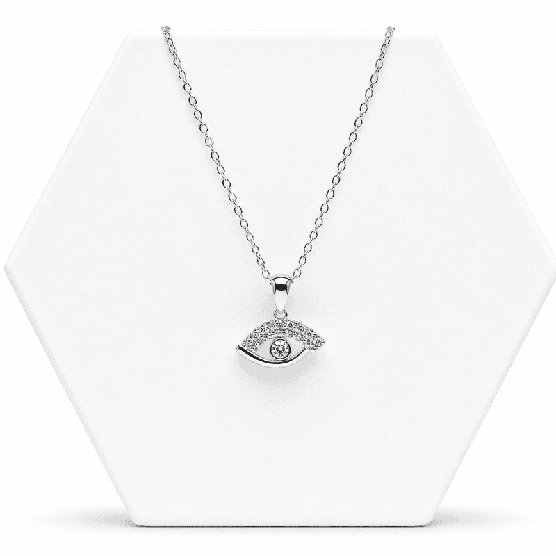 92.50 Silver Dimond evil eye pendent chain - 18