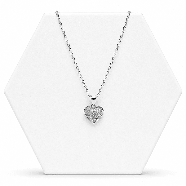 92.50 silver Dimond Heart Pendent with chain - 18