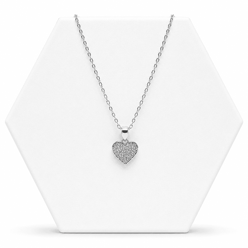 92.50 silver Dimond Heart Pendent with chain - 18