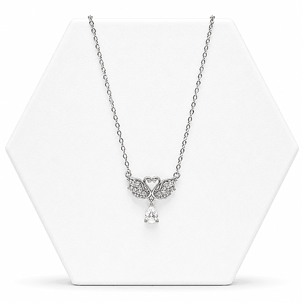 92.50 Silver Dimond Double Swan Pendent with Chain - 18