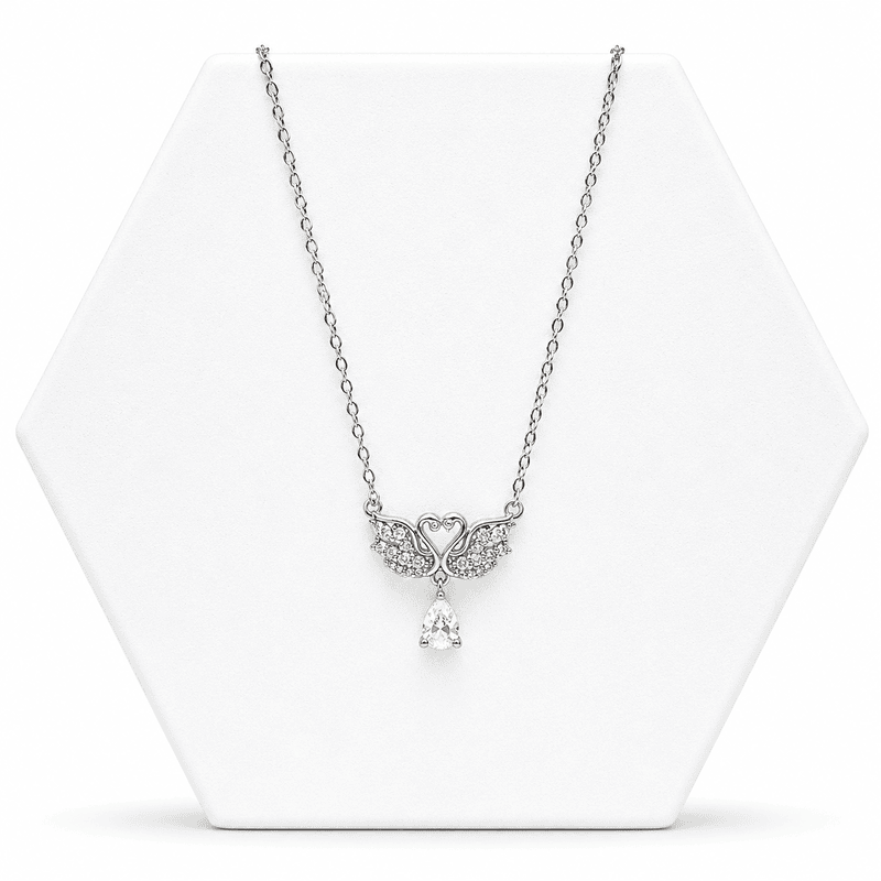 92.50 Silver Dimond Double Swan Pendent with Chain - 18