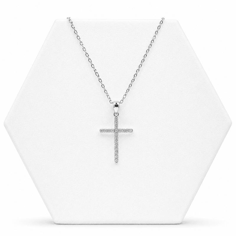 92.50 Silver Diamond Cross Pendent With chain - 18