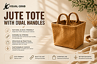 Jute tote bag with dual handle