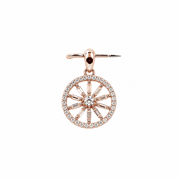 92.50 silver rose gold Dimond wheel pendent - 1.5