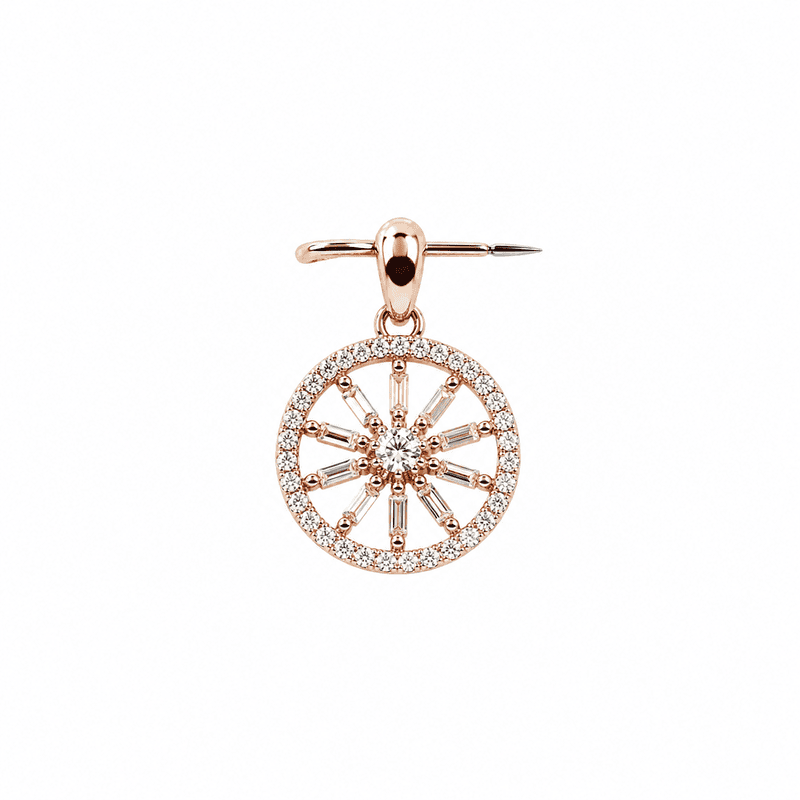 92.50 silver rose gold Dimond wheel pendent - 1.5