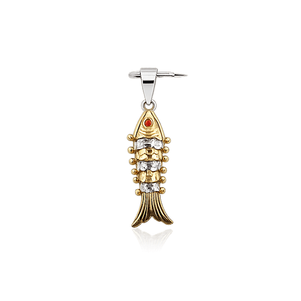 92.50 Silver Gold Polished Flexible Fish Pendent - 3