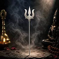 Silver Trishul for Puja | Lord Shiva Trident Symbol | Stainless Steel Decorative Trishul for Home Temple & Car Dashboard