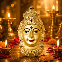 Goddess Lakshmi Face Idol for Home Decor | Gold Finish Devi Wall Hanging Mask | Spiritual Pooja Decorative Murti