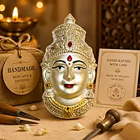 Goddess Lakshmi Face Idol for Home Decor | Gold Finish Devi Wall Hanging Mask | Spiritual Pooja Decorative Murti