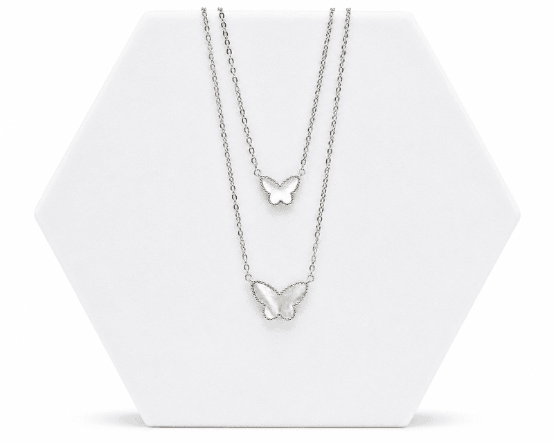 92.50 Silver double butterfly neckless - 18